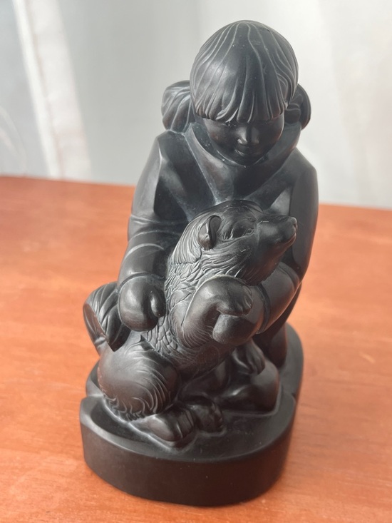 Boma Other - Vintage BOMA Canada Inuit Sculpture - Thomas McPhee "Girl with Husky Dog"